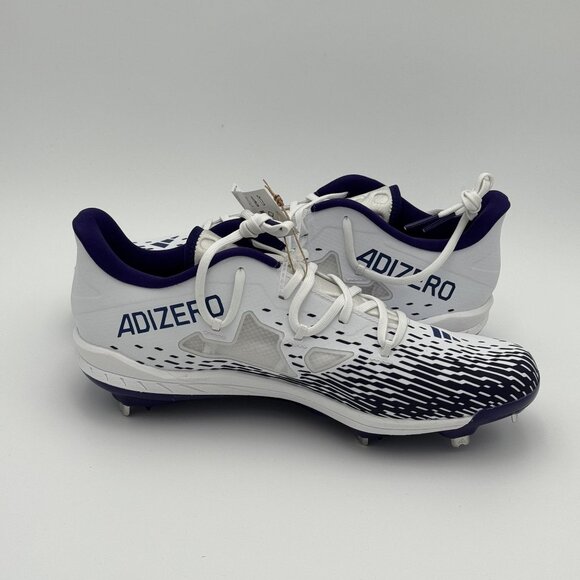 New Adidas Adizero Afterburner Baseball Metal Cleats White/Purple